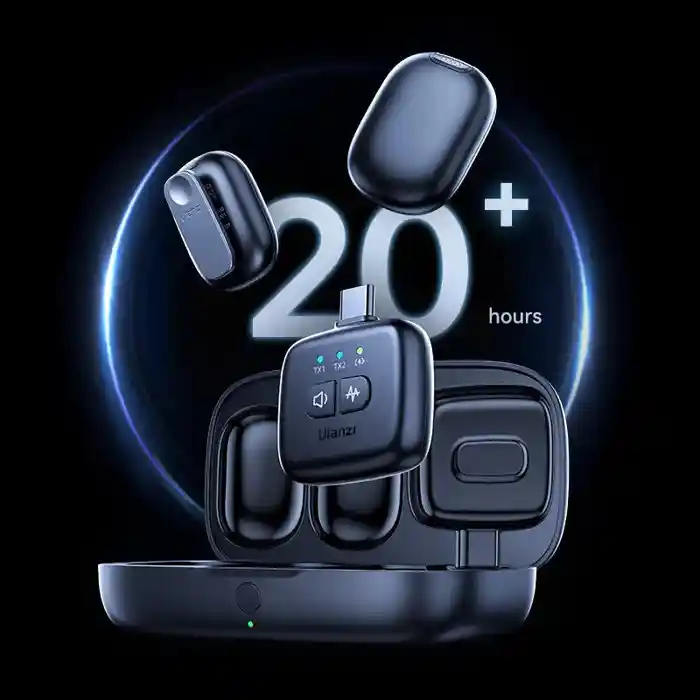 ULANZI A30 Tiny Mic Magnetic Wireless Lavalier Microphone Mini Size, Noise Cancellation, 164 ft Range, 20H Battery Life, Lapel Microphone for Video Recording, DSLR, iPhones, Android, PC